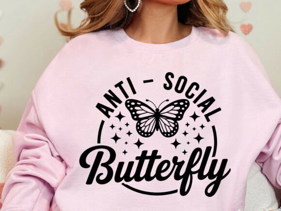 Anti Social Butterfly SVG for T-Shirt Designs and Graphics