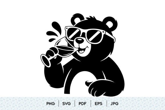 Bear Drinking Wine SVG for Local Business Branding