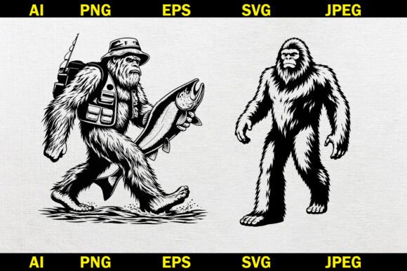 Bigfoot Sasquatch Silhouette Bundle SVG for Branding and Packaging