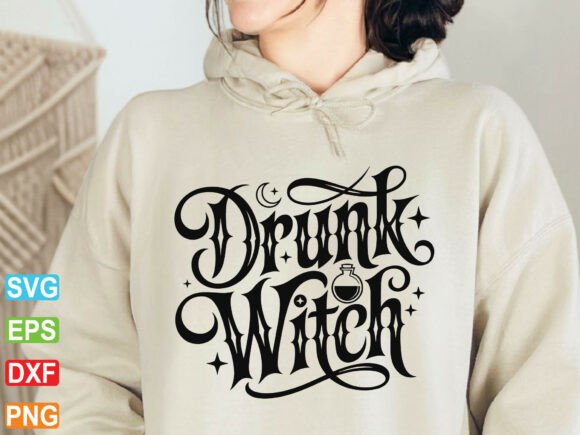Drunk Witch SVG PNG for Halloween T-Shirt Designs