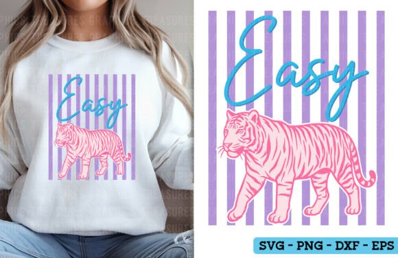 Easy Tiger PNG SVG Retro Preppy Striped for T-Shirt Designs and Graphics