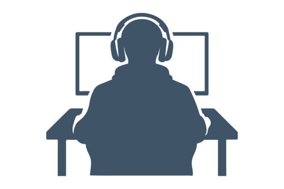 Gamer Silhouette Vector Clipart Design for Graphics and Illustrations