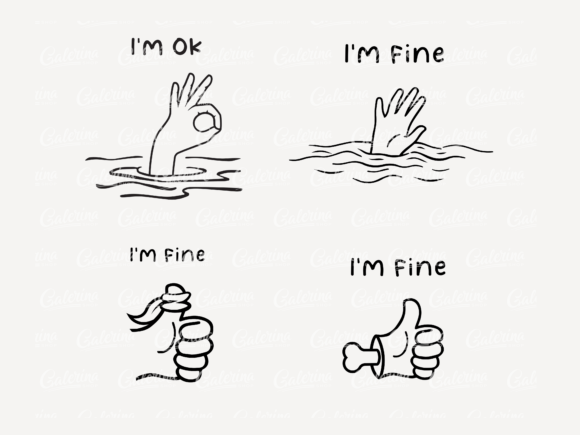I’m Fine Funny Drowning Hand SVG Bundle