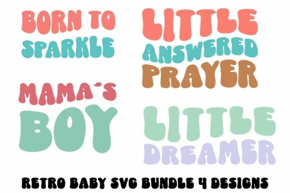 Retro Baby SVG PNG 4 Designs Bundle for T-Shirt Graphics
